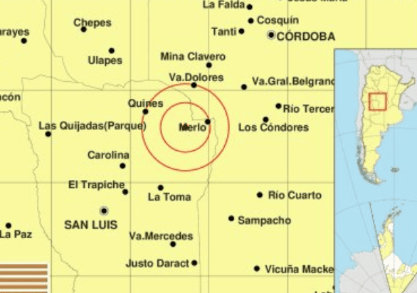 Un sismo de magnitud 2,7 se registró cerca de Villa de Merlo