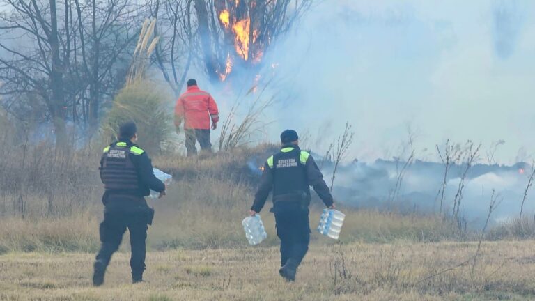 VIDEO | Estancia Grande: continúa el combate del incendio y llegan más dotaciones de bomberos