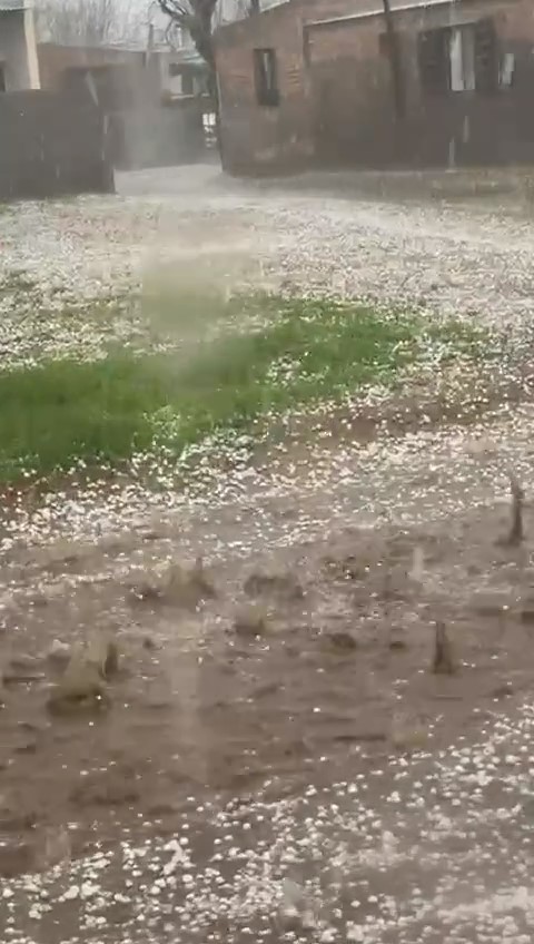 VIDEO | Nueva Galia: en pleno invierno, una tormenta de granizo sorprendió a los vecinos