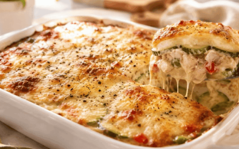Pastel de pollo, zapallito y queso en capas: la receta sin puré, más práctica y liviana