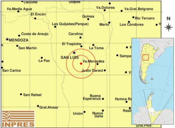 Tembló en San Luis: el INPRES reportó un sismo de magnitud 2.7